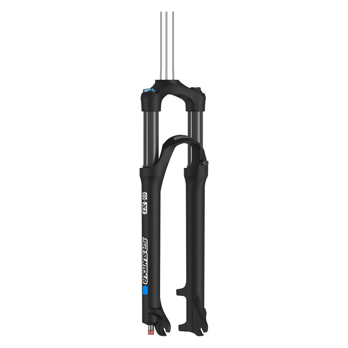 SR Suntour X1 27.5" 120 mm suspension fork, matt black, three-quarter view